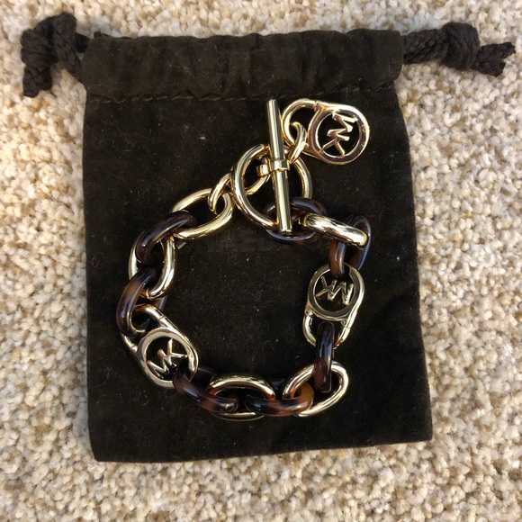 NWOT Michael Kors gold and tortoise link bracelet - Picture 1 of 4